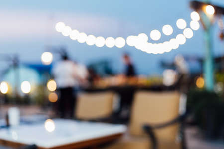 abstract blurred restaurant lights backgroundの写真素材