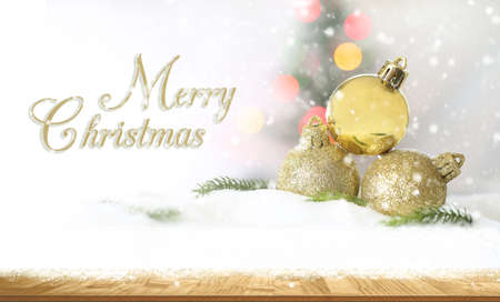 Merry Christmas and happy new year concept, Closeup Christmasball  with bokeh, Xmas holiday background.の写真素材
