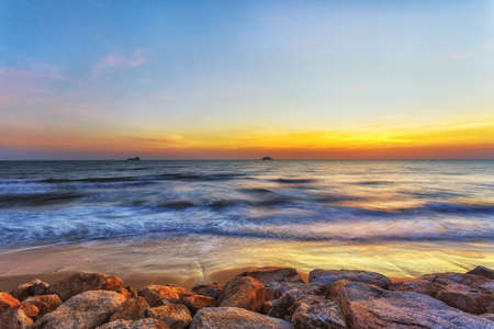 beautiful sunset on the ocean.の写真素材