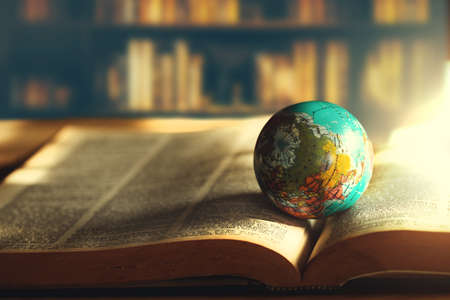 World globe on  book. education school Conceptの写真素材