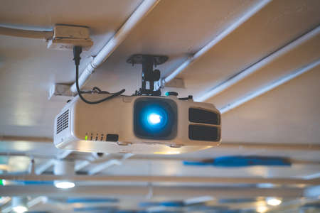 Projector in office room ready for presentation