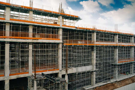 In the construction site, steel structure is under construction