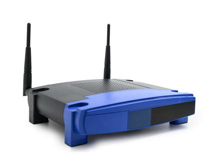 Modern wireless internet router isolated on white backgroundの写真素材