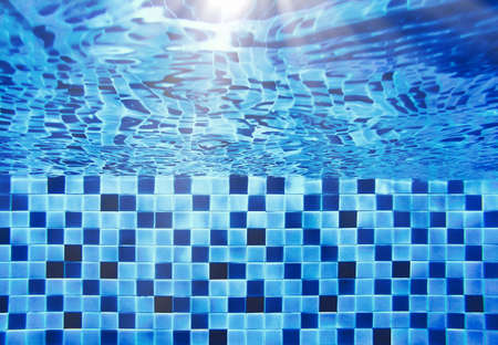 underwater in the swimming pool and mosaic tiles blend oceanの写真素材
