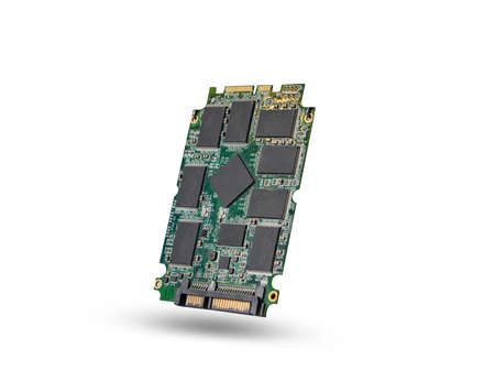 SSD ,solid state drive with sata 6 gb isolated on white backgroundの写真素材