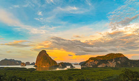 Phang Nga bay from sametnangshe view point ,Phangnga Thailandの写真素材