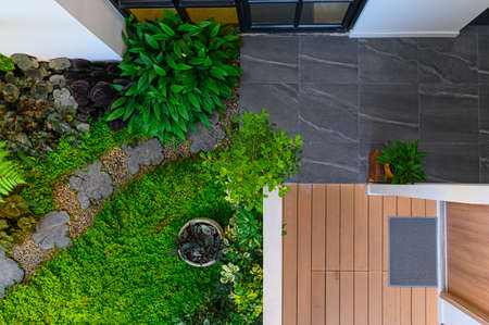 top view  nature indoors. garden in an office.の写真素材