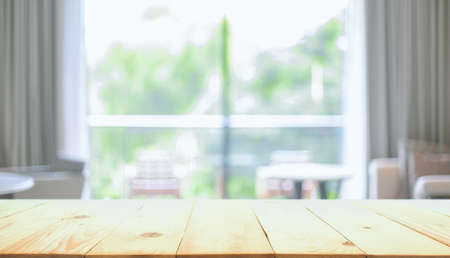Empty wooden table and window room interior decoration background, product montage display,can be...