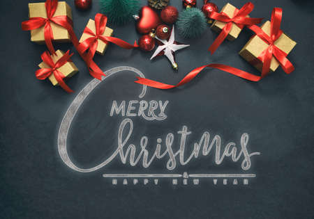 Merry Christmas and happy new year concept, Closeup Christmasball  with bokeh, Xmas holiday background.の写真素材