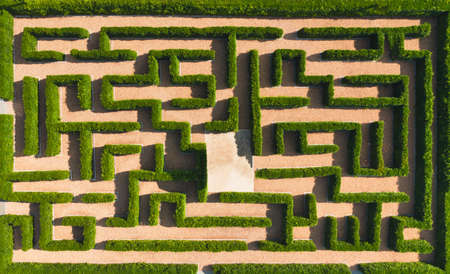 Aerial view of Green maze garden.  nature background.の写真素材