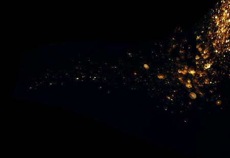 glitter vintage lights background. gold and black. de focusedの写真素材