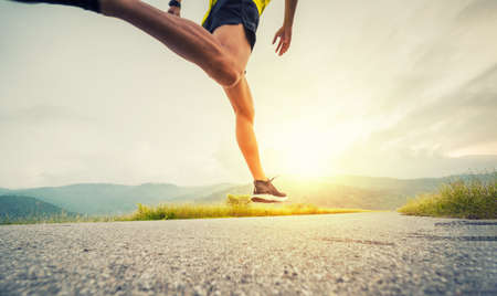 Man running in the nature. Healthy lifestyle concept.の写真素材