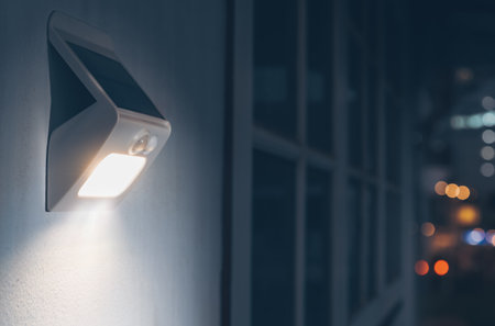 Small solar powered led light with motion sensor.の写真素材