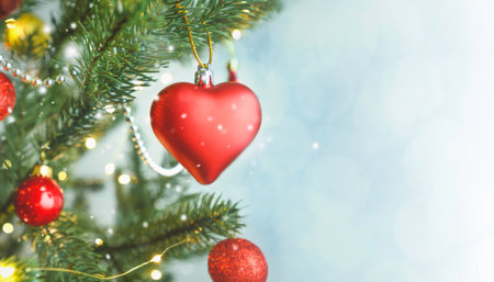 Merry Christmas and happy new year concept, Closeup Christmas ball with bokeh, Xmas holiday background.の写真素材
