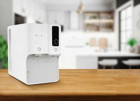 Modern technology water purifier. New water cooler format. Technological design.の写真素材