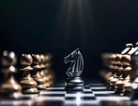 Image of chess game. Business, competition, strategy, leadership and success conceptの写真素材