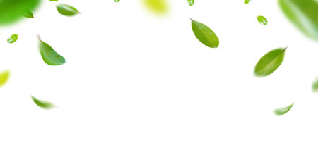 Green Floating Leaves Flying Leaves Green Leaf Dancing, Air Purifier Atmosphere Simple Main Pictureの写真素材