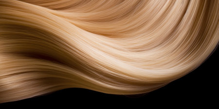 Curly blond hair close-up isolated on backの写真素材