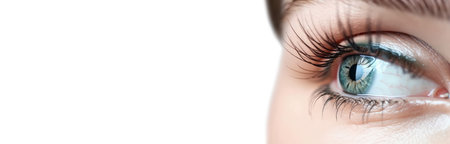 Female eye with long eyelashes close-upの写真素材