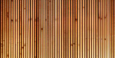 Wooden slats. Natural wood lath line arrange pattern texture backgroundの素材