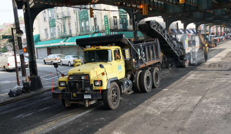 NEW YORK CITY, USA - JULY 10 2013 - New York City Department of Transportation employess during work...