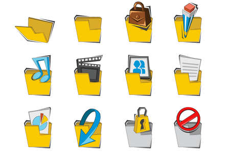 Doodled Folder Icon Collection Setのイラスト素材