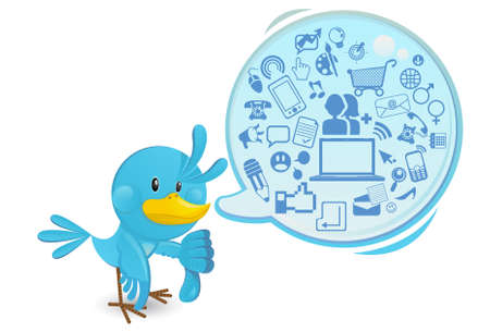 Social Networking Media Bluebird With A Speech Bubble Thums Downのイラスト素材