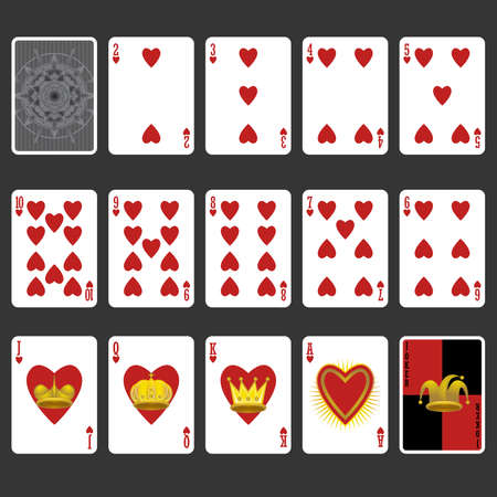 Heart Suit Playing Cards Full Setのイラスト素材