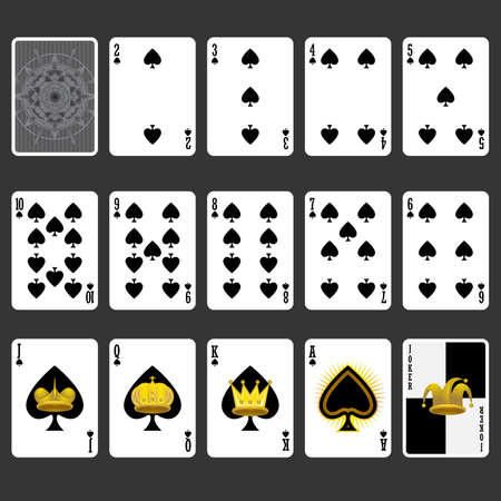 Spade Suit Playing Cards Full Setのイラスト素材