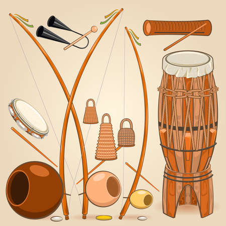 Brazilian Capoeira Music Instrumentsのイラスト素材