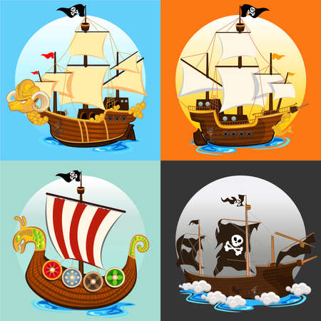 Pirate Ship Collection Setのイラスト素材