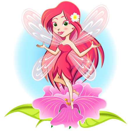 Fairy Princess Flying Above a Flowerのイラスト素材