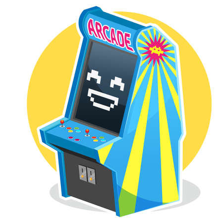 Blue Vintage Arcade Machine Gameのイラスト素材