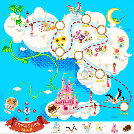 Pirate Treasure Map Sky Castleのイラスト素材