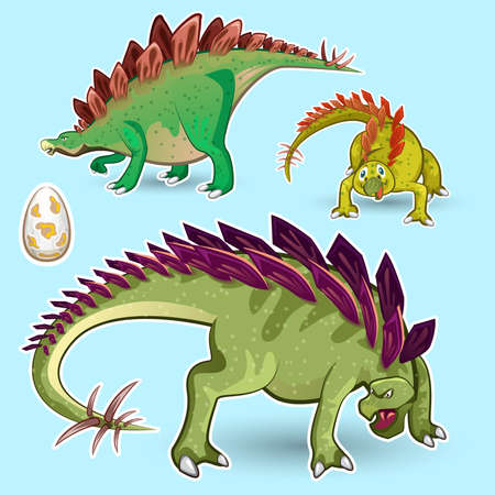 Stegosaurus Dinosaurs Sticker Collection Setのイラスト素材