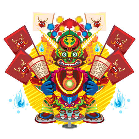 Hungry Ghost Day Festival,  Chinese Celebration That Permitting All Ghosts To Receive Food And Drinkのイラスト素材