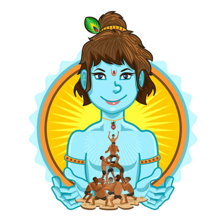 Krishna Janmashtami Dahi Handi Illustrationのイラスト素材