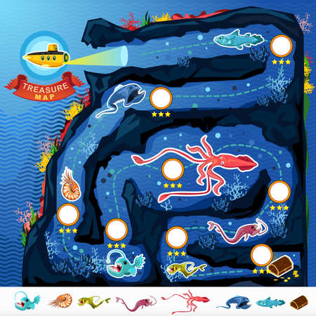 Deep Sea Exploration Treasure Game Mapのイラスト素材
