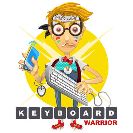 Cyberbully Nerd Geek Keyboard Warrior illustrationのイラスト素材