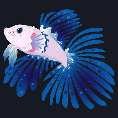 Siamese fighting fish flat illustration style, Indonesian people call it Ikan Cupangのイラスト素材