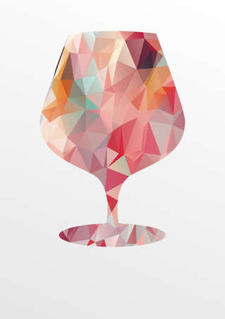 wineglass shape full of colorful triangles. vector illustrationのイラスト素材