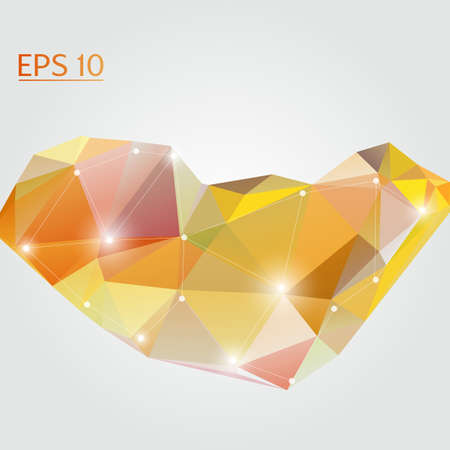 heart abstract form orange brown color white networking texture. vector illustrationのイラスト素材