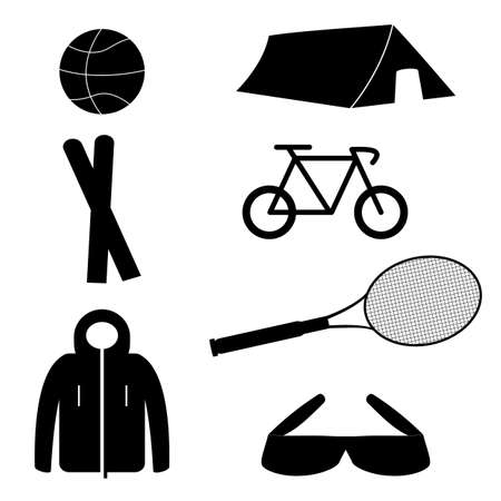 collection set of sport store trade objects black images. vector illustrationのイラスト素材