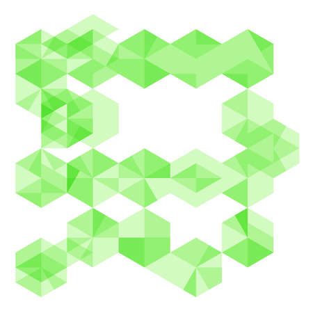 abstract geometrical background with bright green sharp hexagon elements and blank. vector illustrationのイラスト素材