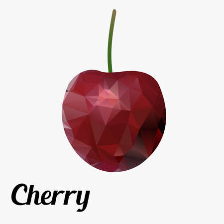 fresh fruit berry cherry colorful outline modern triangle textureのイラスト素材