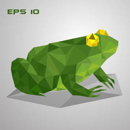Green frog sits in a swamp illustration.のイラスト素材