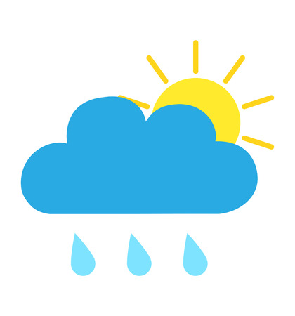 Raining drops cloud sun icon weather forecast vector illustration  isolated.のイラスト素材