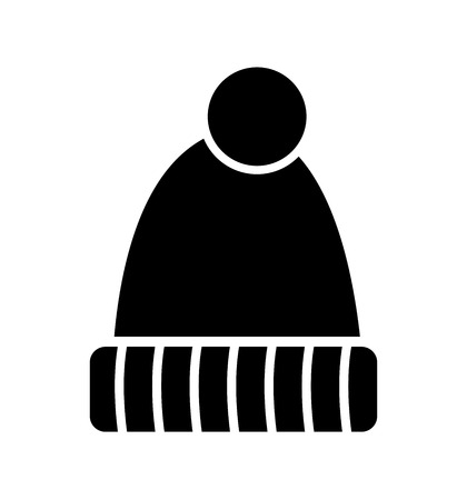 Winter hat icon black silhouette on white background. Vector illustrationのイラスト素材