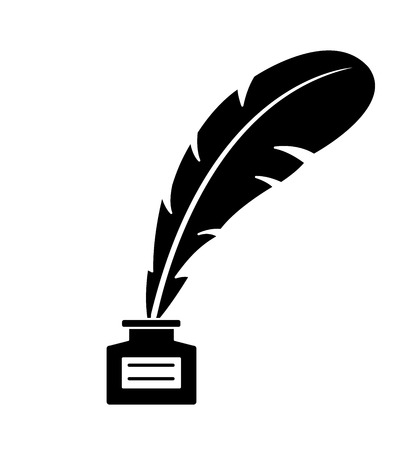 Feather and ink bottle icon isolated on white background vector illustration eps 10のイラスト素材