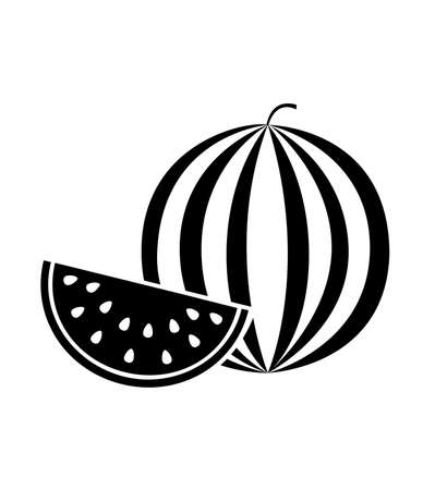Stylized illustration black whole and sliced watermelon icon isolated on white background eps 10のイラスト素材